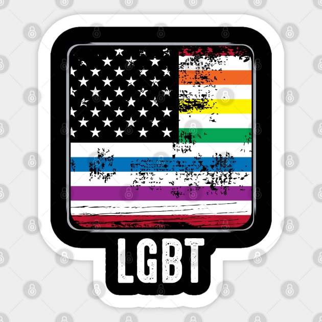 LGBT - Rainbow USA Flag - Gay Pride Statement Sticker by Lumio Gifts